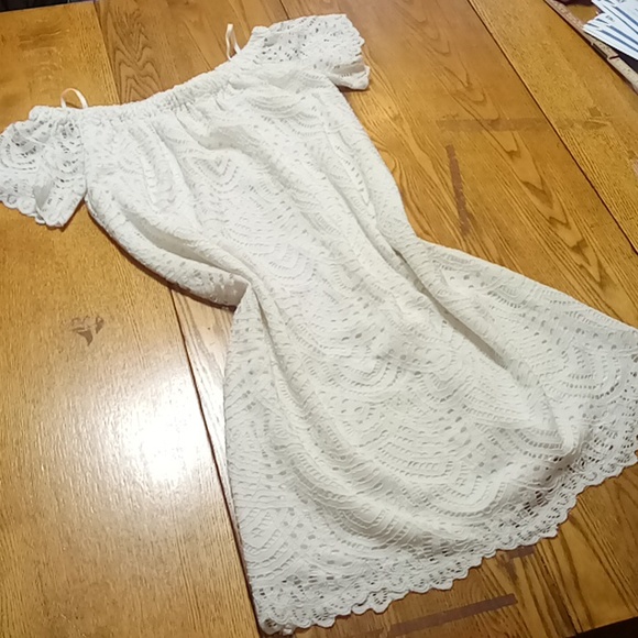LILLY PULITZER Womens SMALL White Dress Preowned Off Shoulder Summer Spring - Picture 9 of 10